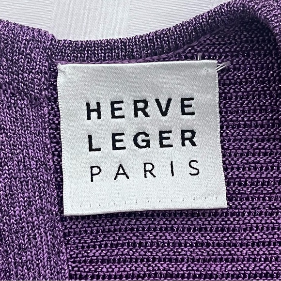 Herve Leger Oversized Lurex Ottoman Bandage Top in Purple Metallic - Picture 5 of 6